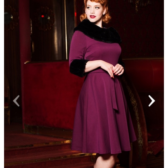 Rockabilly Pinup Girl Voodoo Vixen Vintage Retro 1950/1950 Dress NWT Belle Fur M - Picture 5 of 10